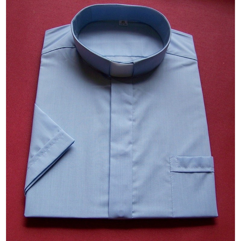 Koszula kapłańska krótki rękaw błękitna