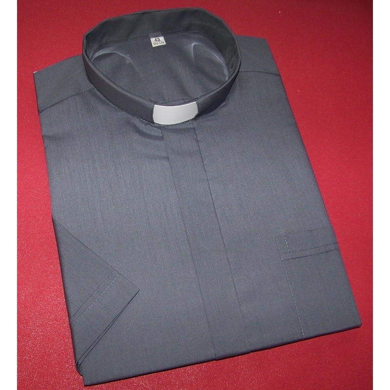 Koszula kapłańska krótki rękaw szara