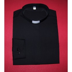 Koszula kapłańska czarna bawełniana z  długim rękawem                