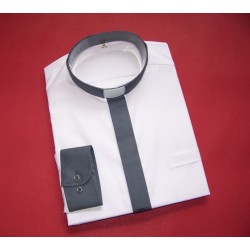 Koszula kapłańska "KOLOROWA" ciemno szara długi rękaw