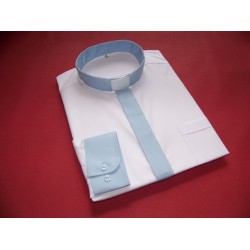 Koszula kapłańska "KOLOROWA"  błękitna długi rękaw