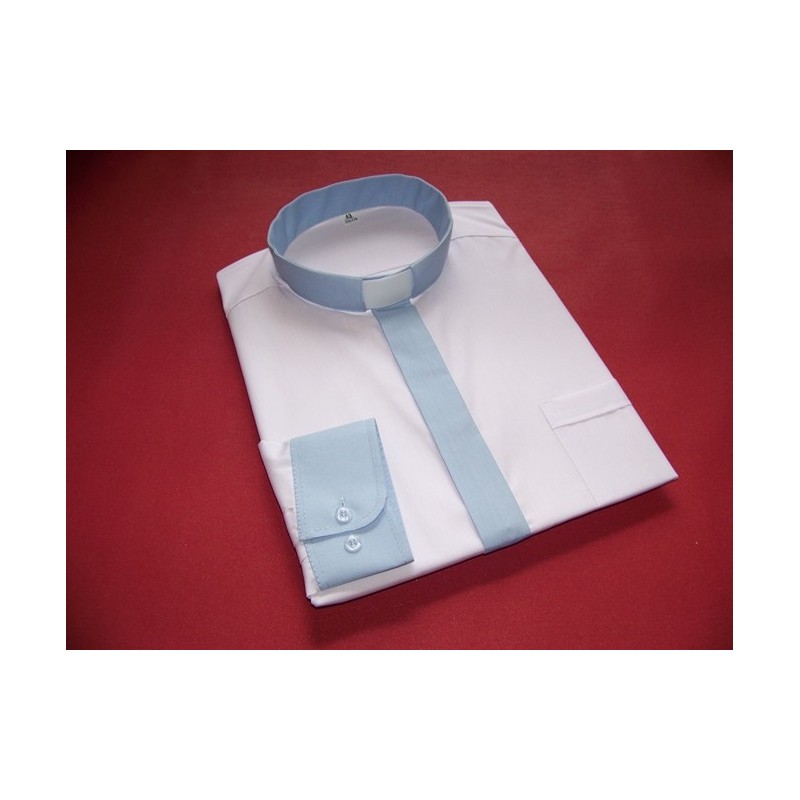 Koszula kapłańska "KOLOROWA"  błękitna długi rękaw