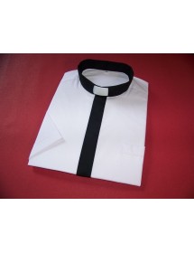 Koszula kapłańska "KOLOROWA"  czarna krótki rękaw