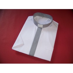 Koszula kapłańska "KOLOROWA" jasnoszara krótki rękaw