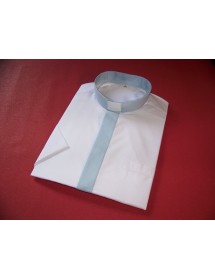 Koszula kapłańska "KOLOROWA"  błękitna krótki rękaw