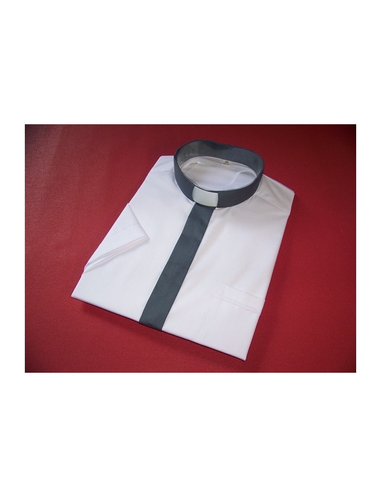 Koszula kapłańska "KOLOROWA" ciemnoszara krótki rękaw