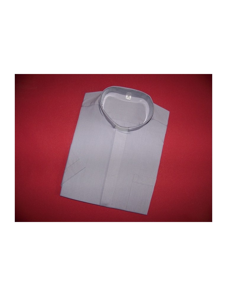 Koszula kapłańska krótki rękaw jasnoszara