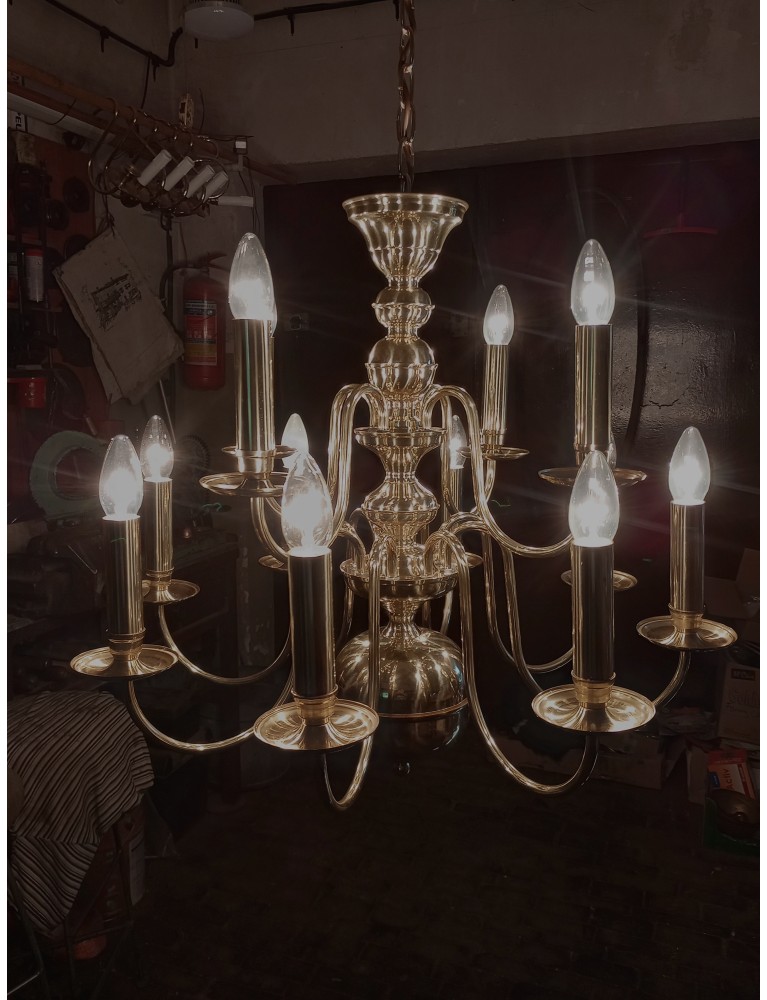 Żyrandol mosiężny 12 płomienny